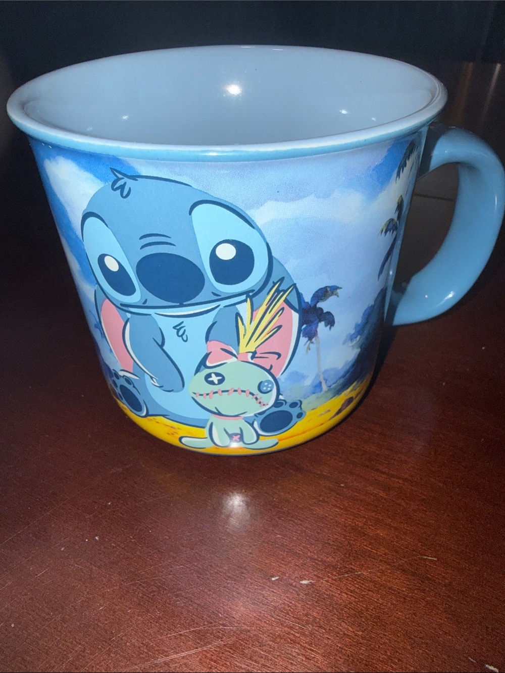 Lilo & Stitch XL 20oz Ceramic Coffee Mug - Ohana Means Family -Blue Beach Design